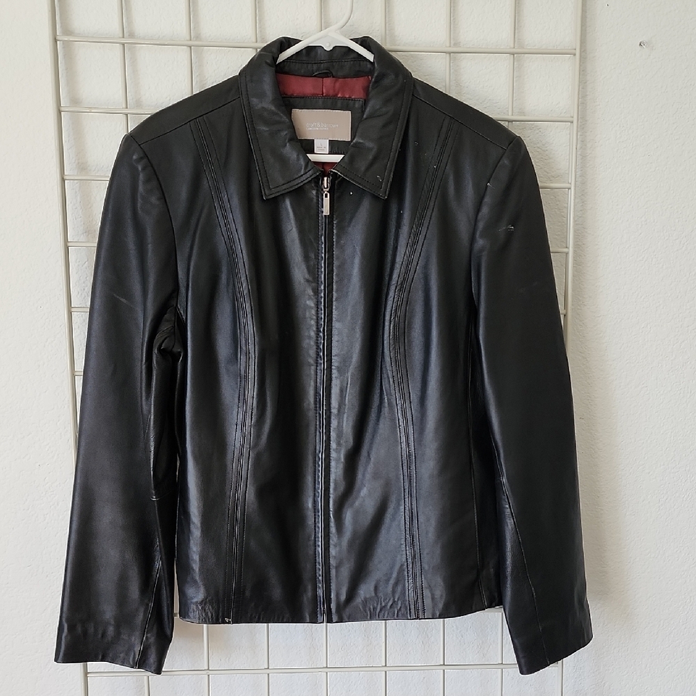 Croft & Barrow Black Lambskin Leather Jacket Zip-Up Size Large